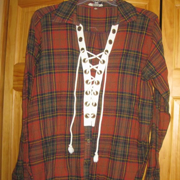 The Buckle BKE Gimmicks Flannel Top Womens large - Picture 1 of 5